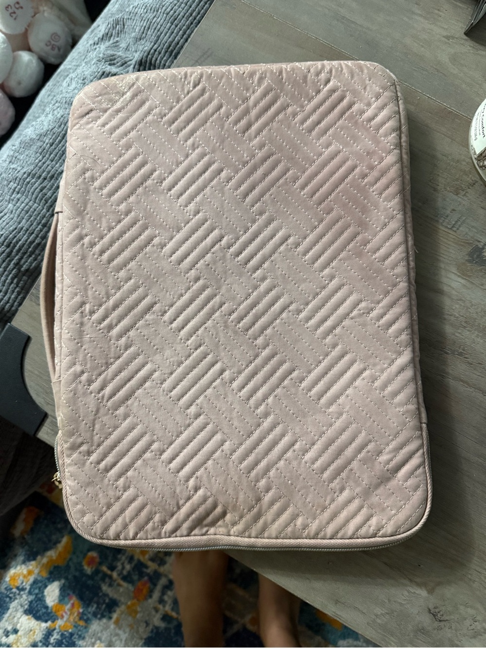 Quilted Light Pink Laptop Sleeve